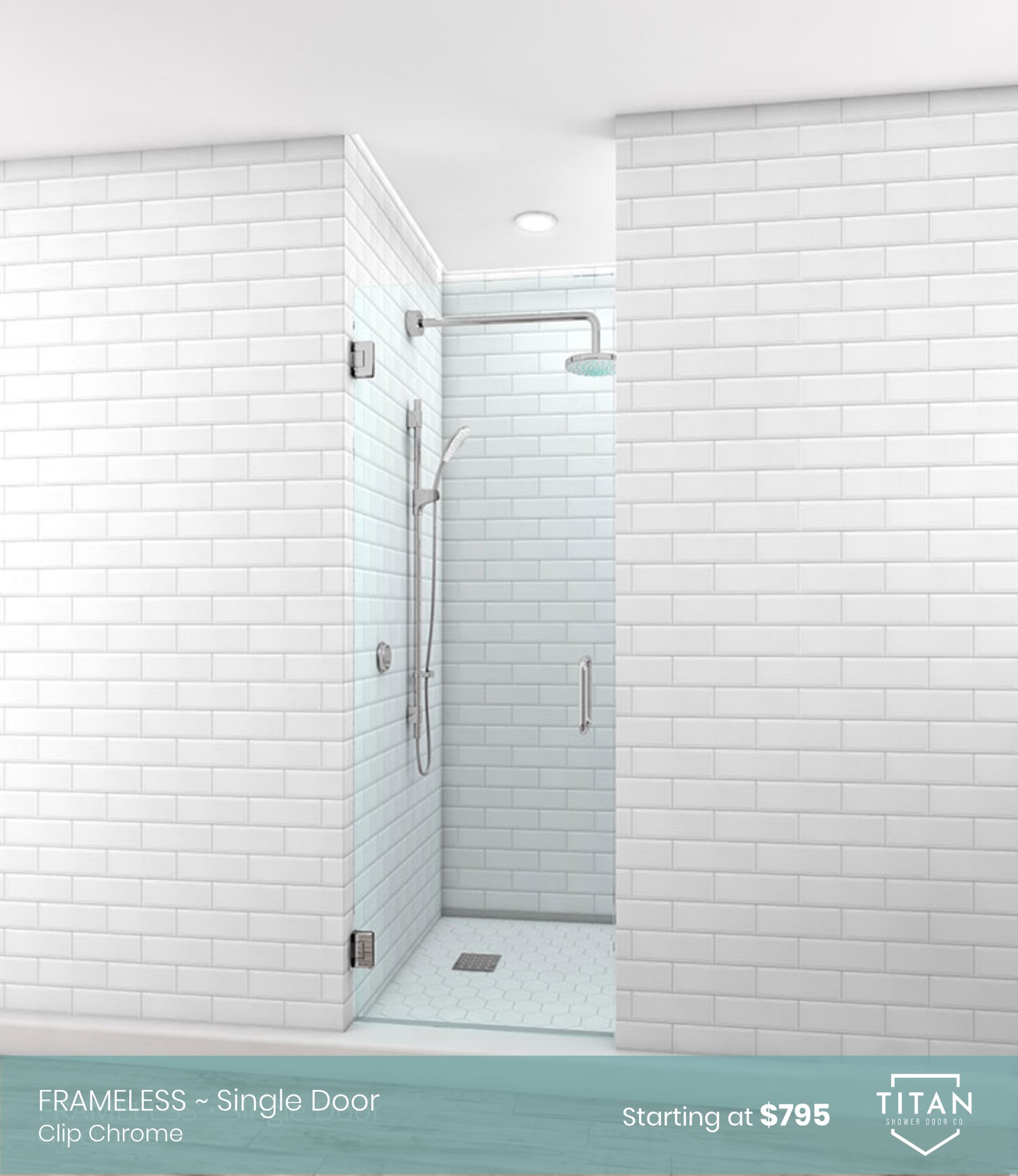Single Door, Clip, Chrome Finish